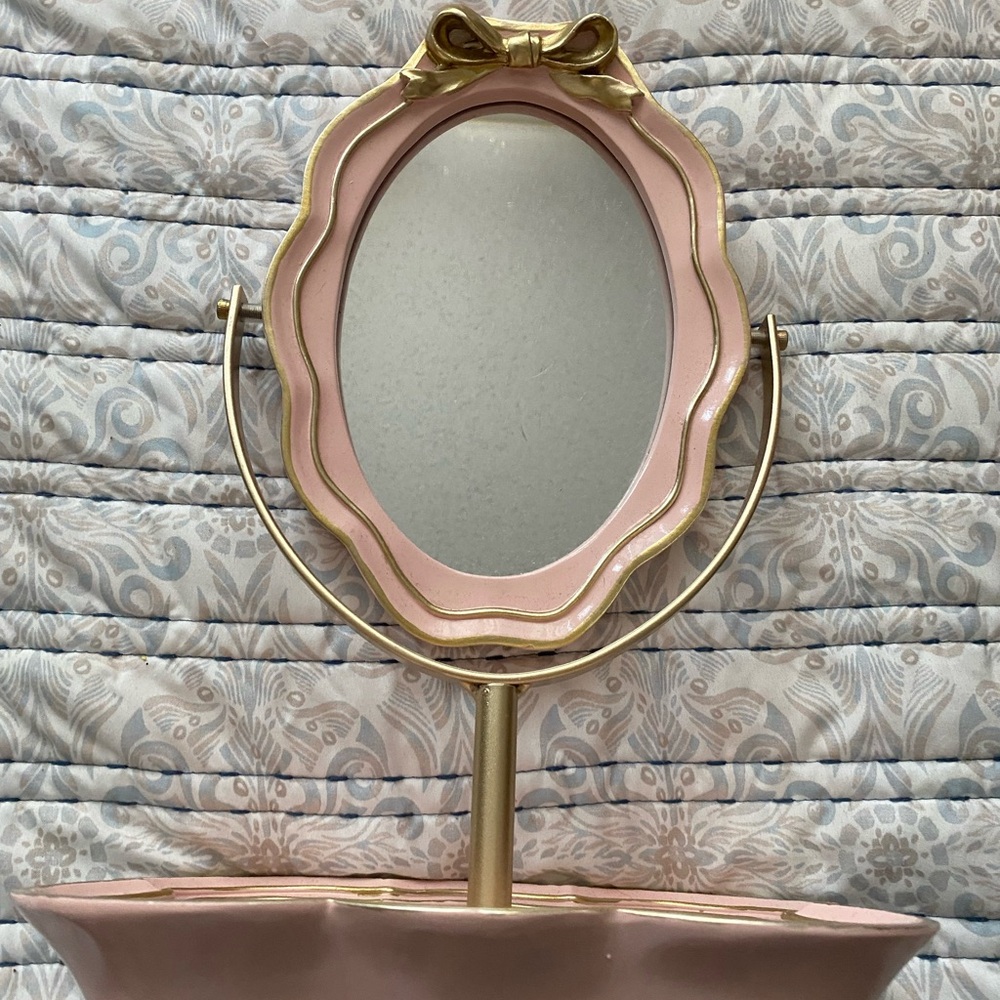 Pink and Gold Vanity Mirror